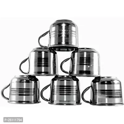 Frolax Stainless Steel Single Wall Tea And Coffee Cup Set Of 6 Pcs-thumb0