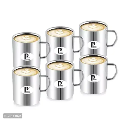 Piquant Kitchenware Sober Double Wall Stainless Steel Coffee Mug 300 Ml, Pack Of 6-thumb0