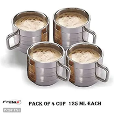 Frolax Stainless Steel Fancy Tea And Coffee Cup Set Of 4 Pcs