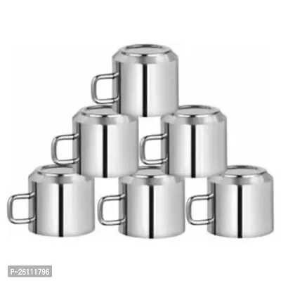 Frolax Stainless Steel Tea And Coffee Cup Silver, Cup Set Pack Of 6-thumb0