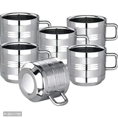 Frolax Stainless Steel Fancy Tea And Coffee Cup Set Of 6 Pcs