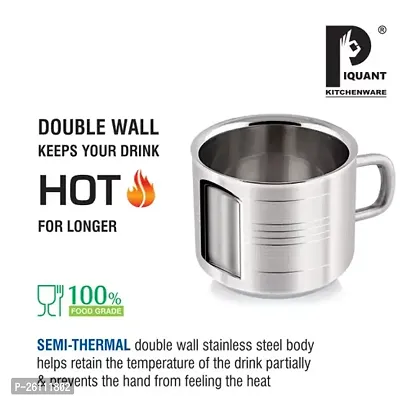 Piquant Kitchenware Double Wall Stainless Steel Cup Tea And Coffee Cups, Essential Cups, Mugs  Saucers Set Of 6