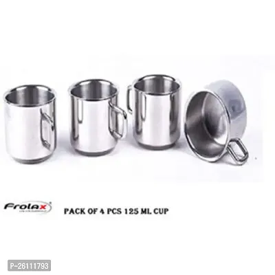 Frolax Stainless Steel Plain Tea Andcoffee Cup Set Of 4 Pcs