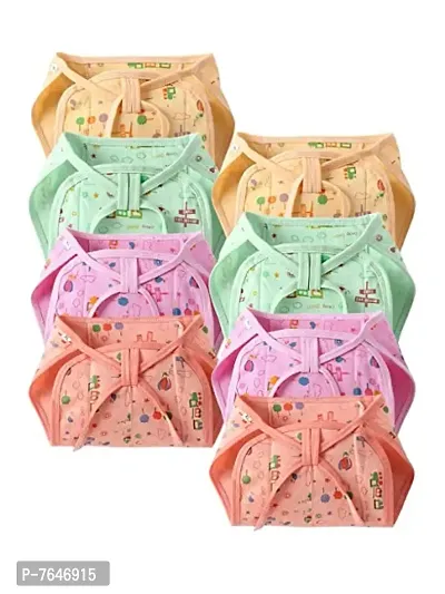 Baby Cloth Diapers Triple Layer Cotton Cloth Nappies, Extra Padded- Extra Absorbent, Quick-Dry Adjustable Washable Reusable Langot Nappies Padded Cloth Diapers (0-6 Month, Pack of 6-thumb0