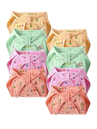 Baby Cloth Diapers Triple Layer Cotton Cloth Nappies, Extra Padded- Extra Absorbent, Quick-Dry Adjustable Washable Reusable Langot Nappies Padded Cloth Diapers (0-6 Month, Pack of 6