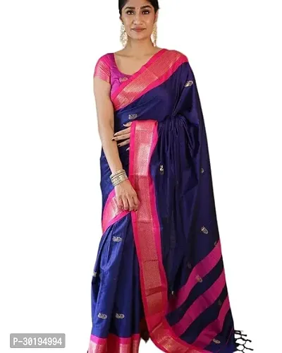 Elegant Blue Art Silk Saree with Blouse piece For Women