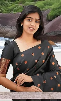 Elegant Black Art Silk Saree with Blouse piece For Women-thumb3