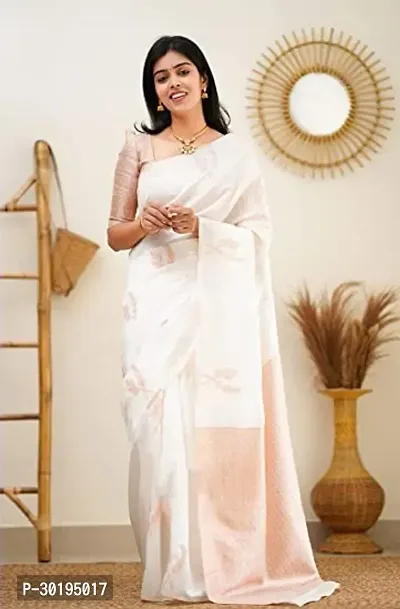 Elegant White Art Silk Saree with Blouse piece For Women-thumb2