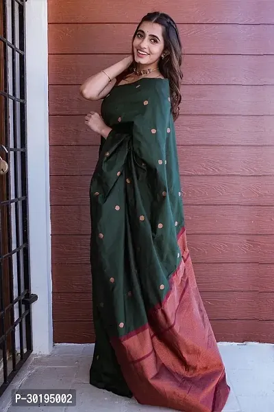 Elegant Green Art Silk Saree with Blouse piece For Women-thumb4