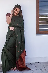 Elegant Green Art Silk Saree with Blouse piece For Women-thumb1