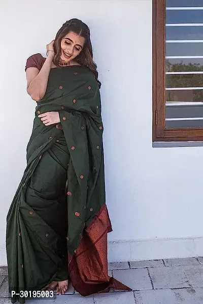 Elegant Green Art Silk Saree with Blouse piece For Women-thumb2