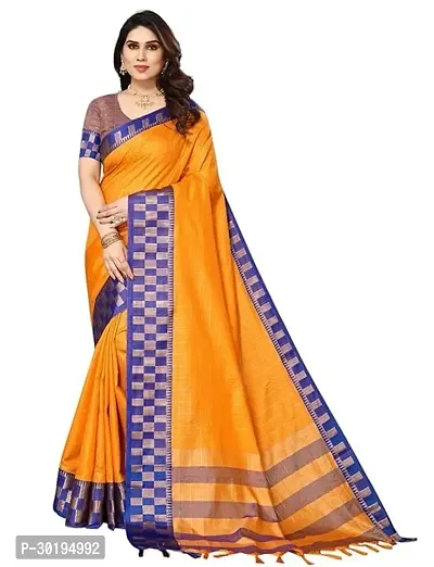 Elegant Yellow Art Silk Saree with Blouse piece For Women