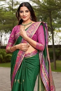 Elegant Green Art Silk Saree with Blouse piece For Women-thumb4