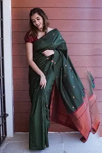 Elegant Green Art Silk Saree with Blouse piece For Women-thumb1