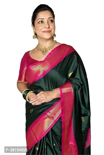 Elegant Green Art Silk Saree with Blouse piece For Women