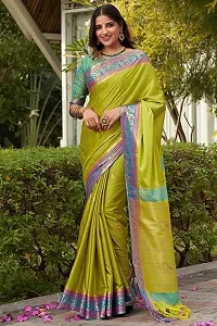 Elegant Green Art Silk Saree with Blouse piece For Women-thumb2