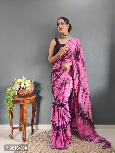 Elegant Pink Art Silk Saree with Blouse piece For Women-thumb2