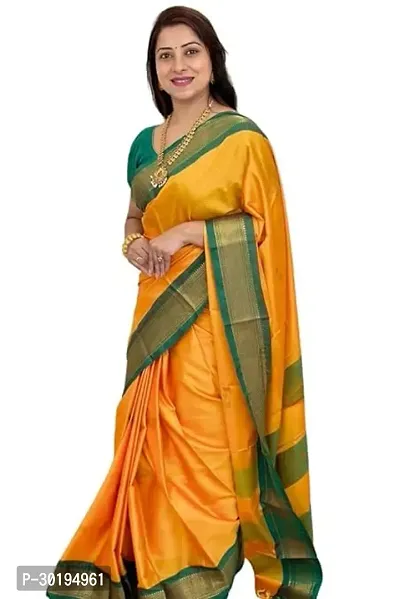 Elegant Yellow Art Silk Saree with Blouse piece For Women