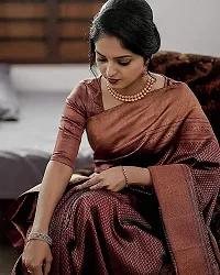 Elegant Maroon Art Silk Saree with Blouse piece For Women-thumb2