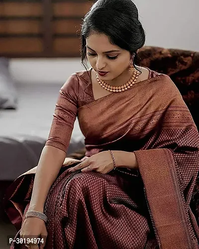 Elegant Maroon Art Silk Saree with Blouse piece For Women-thumb3