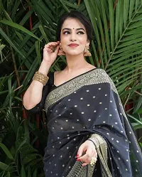 Elegant Black Art Silk Saree with Blouse piece For Women-thumb3