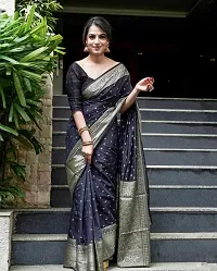 Elegant Black Art Silk Saree with Blouse piece For Women-thumb4