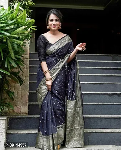 Elegant Black Art Silk Saree with Blouse piece For Women-thumb5