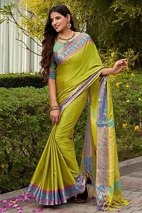 Elegant Green Art Silk Saree with Blouse piece For Women-thumb3