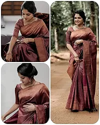 Elegant Maroon Art Silk Saree with Blouse piece For Women-thumb1