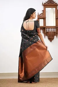 Elegant Black Art Silk Saree with Blouse piece For Women-thumb1