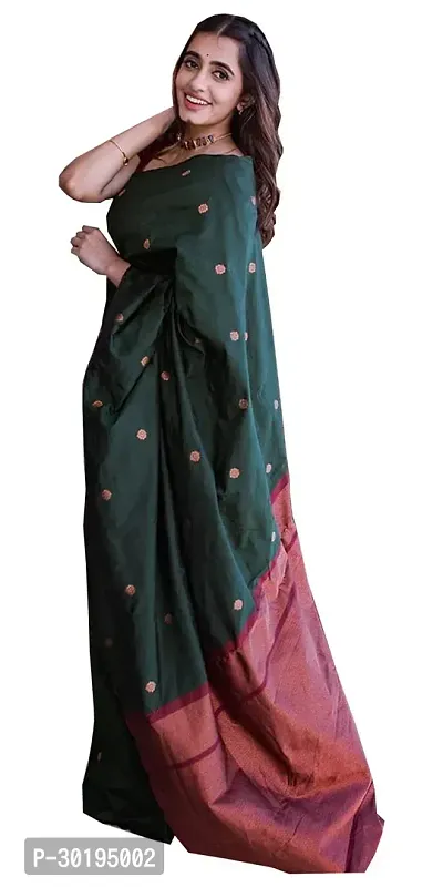 Elegant Green Art Silk Saree with Blouse piece For Women-thumb0