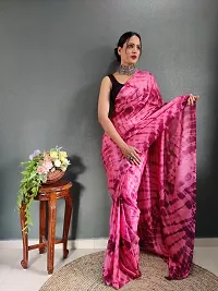 Elegant Pink Art Silk Saree with Blouse piece For Women-thumb1