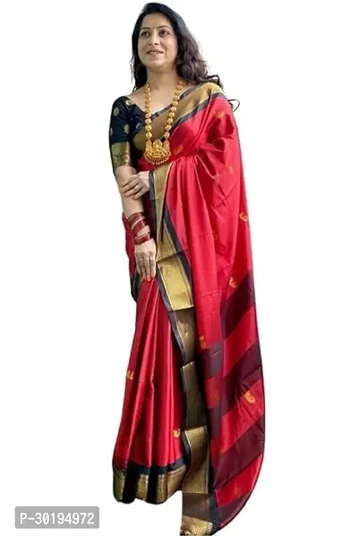 Elegant Red Art Silk Saree with Blouse piece For Women