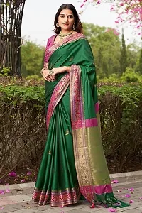 Elegant Green Art Silk Saree with Blouse piece For Women-thumb2