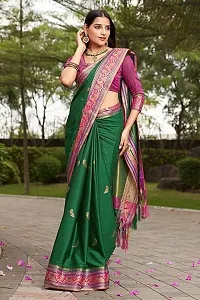 Elegant Green Art Silk Saree with Blouse piece For Women-thumb1