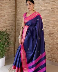 Elegant Blue Art Silk Saree with Blouse piece For Women-thumb1