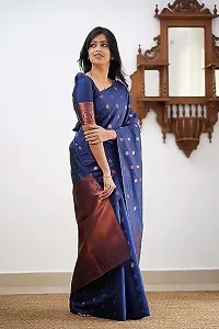 Elegant Blue Art Silk Saree with Blouse piece For Women-thumb3