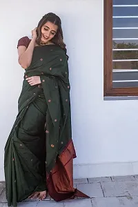 Elegant Green Art Silk Saree with Blouse piece For Women-thumb2