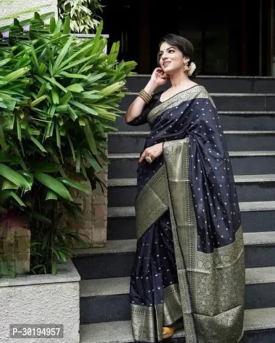 Elegant Black Art Silk Saree with Blouse piece For Women-thumb3