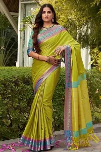 Elegant Green Art Silk Saree with Blouse piece For Women-thumb1