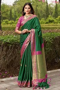 Elegant Green Art Silk Saree with Blouse piece For Women-thumb3