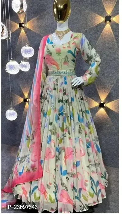 Stylish Georgette Stitched Ethnic Gown For Women