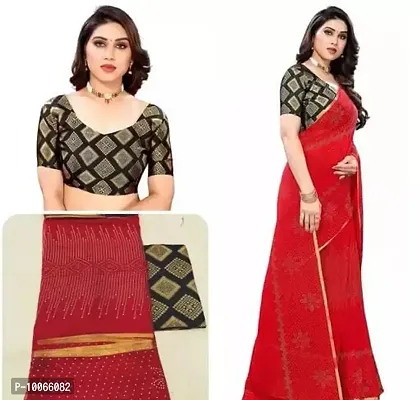 Classic Chiffon Printed Saree with Blouse piece-thumb0