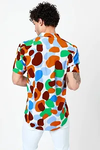 Trendy Multicoloured Polyester Spandex Short Sleeves Printed Casual Shirt For Men-thumb2