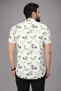 Trendy White Polyester Spandex Short Sleeves Printed Casual Shirt For Men-thumb1