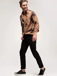 Trendy Khaki Cotton Long Sleeves Printed Casual Shirt For Men-thumb2