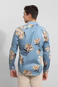 Trendy Blue Cotton Long Sleeves Printed Casual Shirt For Men-thumb1