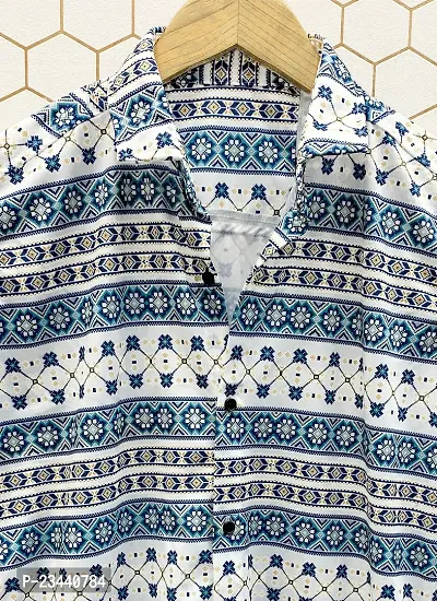 Trendy Multicoloured Polyester Spandex Short Sleeves Printed Casual Shirt For Men-thumb2