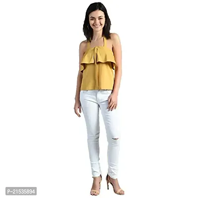 Aarra Halter Neck Crop Top for Women and Girls Crop Top/Fancy Design Crop Top/Sleeveless Crop Top_(20180124-M) Mustard-thumb3