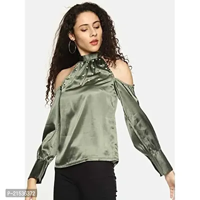 AARA Women's Polyester Plain T-Shirt (2020022_Green_S)-thumb2